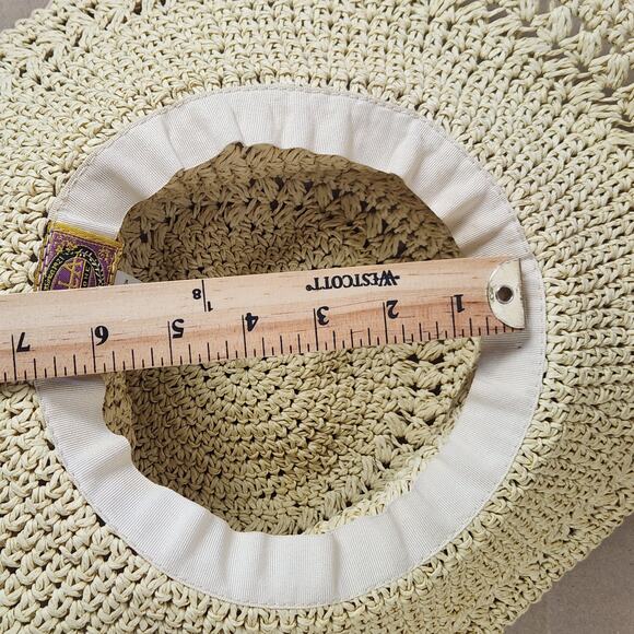 The Scala Collection Beach Bucket Hat Tan 100% Paper Coastal Grandma SZ SM - Picture 8 of 12